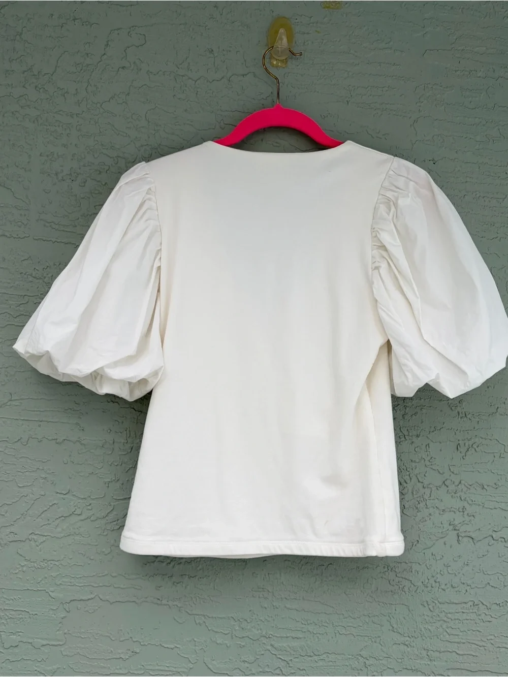 Maeve Anthropologie White V-Neck Short Puff-Sleeve Wrap Top Sz S